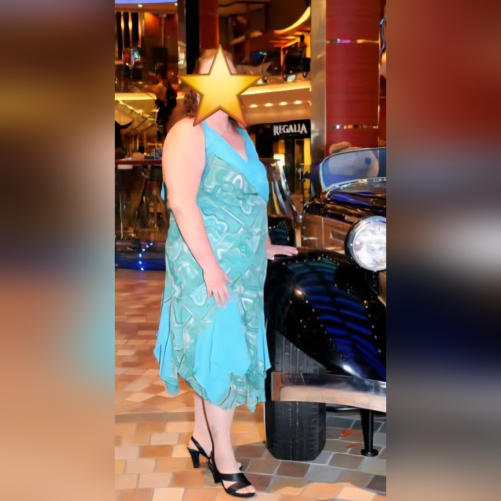 ✨️Vintage✨️ Torrid Size 20 (2x) Teal Halter Top Handkerchief Dress